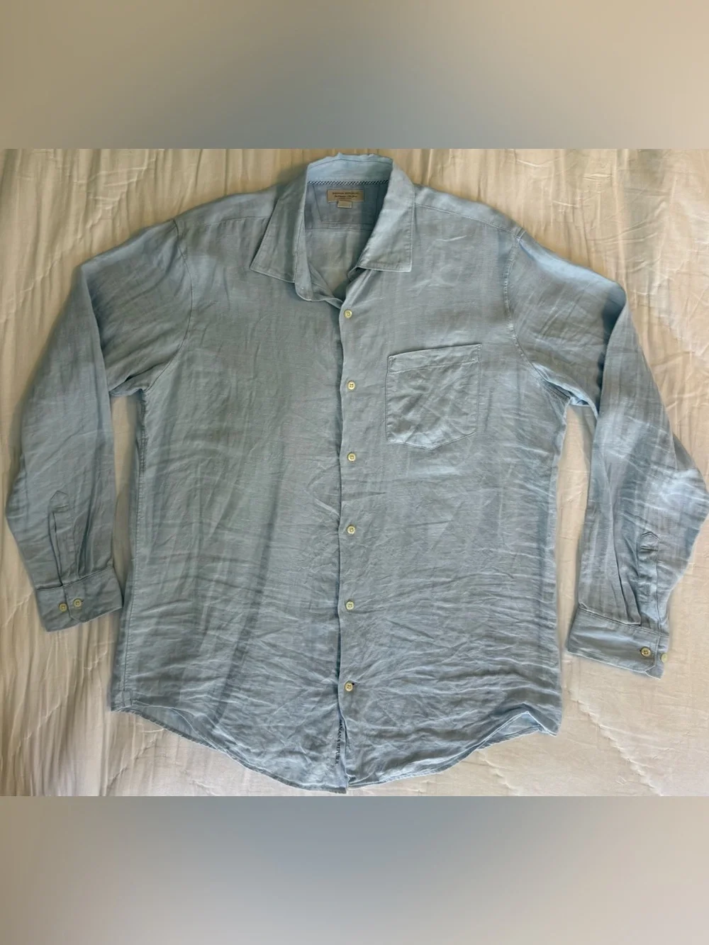 Banana Republic 100% Linen Button Down Shirt Blue Men’s XL Long Sleeve Casual